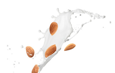 Splash of milk on white background