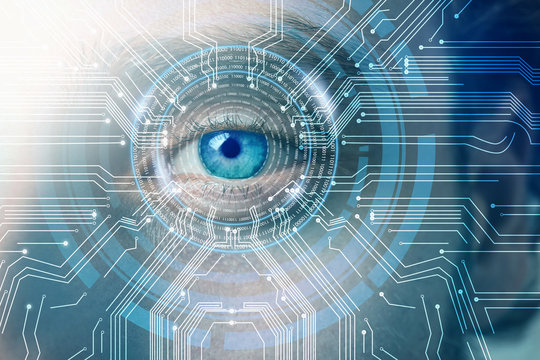 Young man with blue eyes, closeup