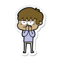 sticker of a annoyed cartoon boy