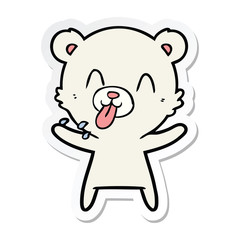 Obraz premium sticker of a rude cartoon polar bear sticking out tongue