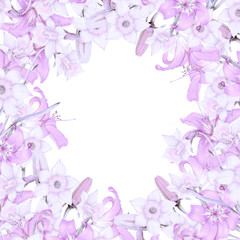 Obraz na płótnie Canvas Hand drawn frame of violet flowers