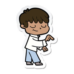 sticker of a cartoon happy boy