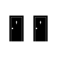 Toilet doors for male and female icon or sign