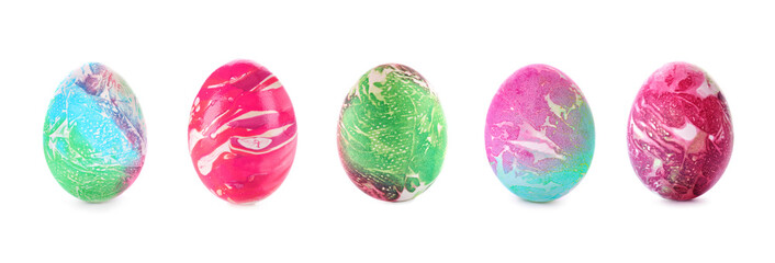 Beautiful Easter eggs on white background