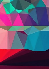 Geometric artistic triangularis background. Multicolor warm and bright polygonal texture drawing on paper. Chaotic mesh geometry. 