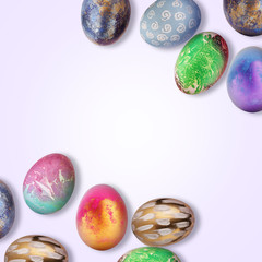Obraz na płótnie Canvas Beautiful colorful Easter eggs on light background