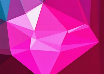 Fototapeta premium Geometryczne artystyczne triangularis tło. Wielokolorowa ciepła i jasna wielokątna faktura rysowana na papierze. Chaotyczna geometria siatki.