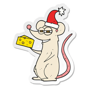 sticker of a cartoon christmas mouse