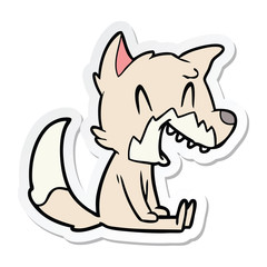 sticker of a laughing fox cartoon