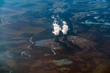 Nuclear power plant aerial view
