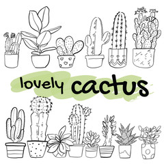 Hand drawn cactus vector illustration