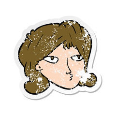 distressed sticker of a cartoon woman