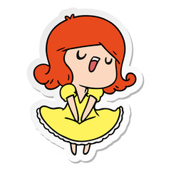 sticker cartoon of a cute singing kawaii girl