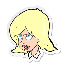 sticker of a cartoon annoyed woman
