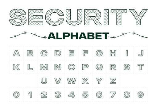 Vector Stylized Fence Alphabet Font.