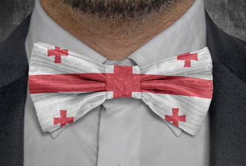 Flag of national country Georgia on bowtie business man suit