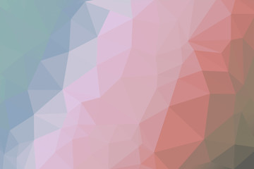 soft coral, brown and blue coloured gradient triangle background, abstract polygon pattern - illustration