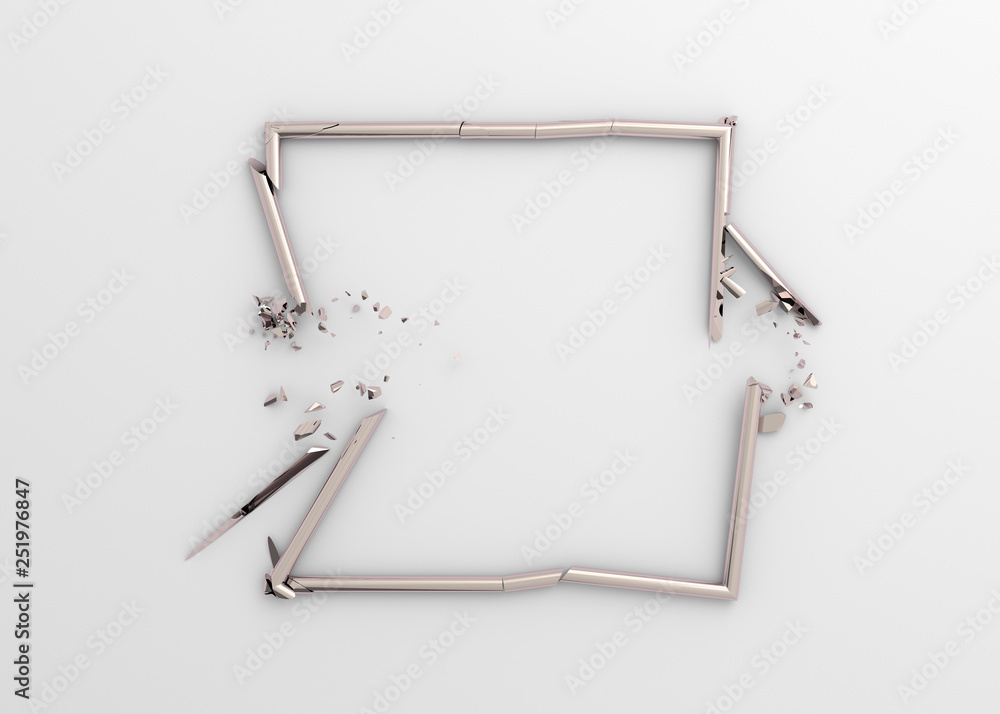 Poster abstract 3d rendering of broken square. modern background design with cracked shape