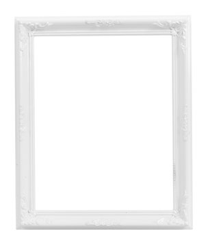 Vintage White Wood Frame ISOLATED on White Background.