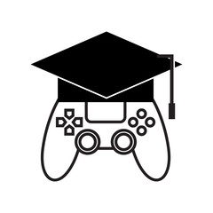 game joystick controller with graduation hat logo icon vector template © ZHR_Design