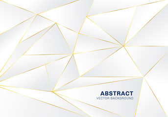 Abstract polygonal pattern luxury on white and gray header background with golden lines.