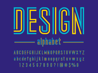 Colorful line condensed alphabet design