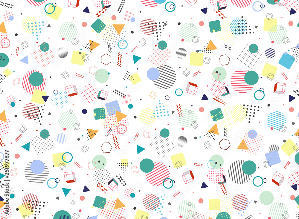 Poster modern memphis geometric colorful pattern style shape background. decorating in abstraction design a