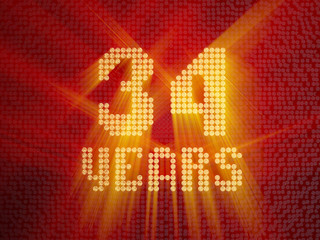 Golden number thirty-four years. 3D render