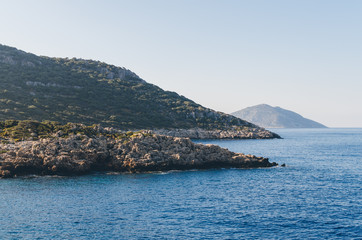 The view of Meis (kastellorizo) island from Kas, Antalya