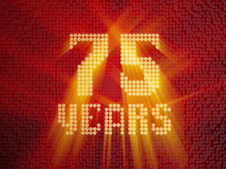 Golden number seventy-five years. 3D render