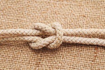 Fototapeta na wymiar Marine knot on a sacking.