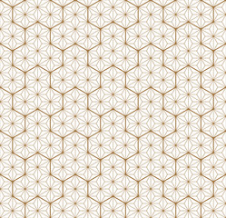 Seamless traditional Japanese geometric ornament .Golden color lines.