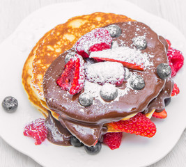 delicious homemade pancakes with chocolate