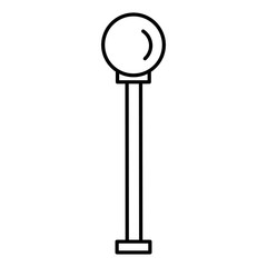 Black & white vector illustration of path walkway garden lamp. Line icon of outdoor street light. Isolated object