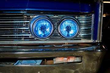 Obraz premium the headlights of an old vintage car