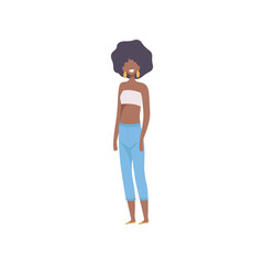 Beautiful Happy Slim African American Woman, Body Positive, Self Acceptance and Beauty Diversity Concept Vector Illustration