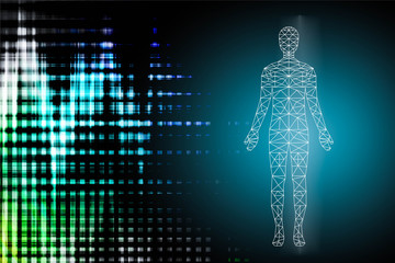 abstract background technology concept in blue light,brain and human body technology modern medical science in future and global international medical 