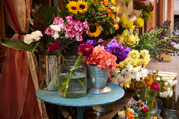 Flower and bouquet market in Bologna, Italy