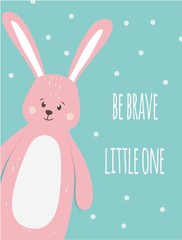 Vector cute funny pink hare animal face