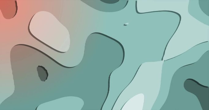 Topographic Map with waves, spot and organic shapes moving with different color transormation. Paper Terrain topographic simulation with morphing.