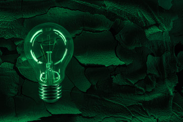electric light bulb on dried cracked ground surface, global warming concept