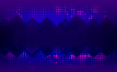 Dark blue background with abstract elements.