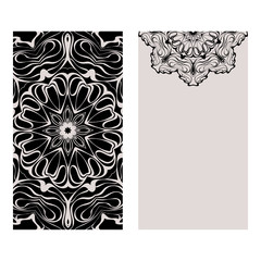 Templates Card With Mandala Design. Heathcare, Lifestyle Flyer. Vector Illustration. Black brown color