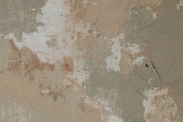 Cracked and peeling paint old wall background.