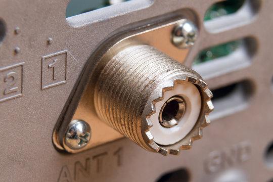 UHF connector on a block with flange