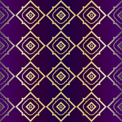 Geometric Modern Ornament. Seamless Vector Pattern. For Wallpaper, Invitation, Fashion Design. Purple gold color