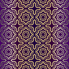 Geometric Modern Ornament. Seamless Vector Pattern. For Wallpaper, Invitation, Fashion Design. Purple gold color