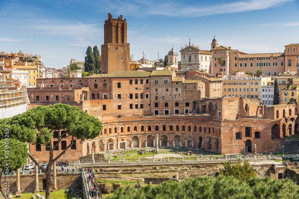 Wall mural trajan market is a large complex of ruins in the city of rome