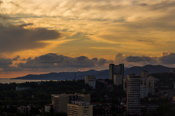 Fototapeta premium panoramę o zachodzie słońca