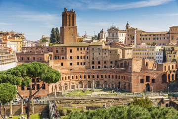 Fototapeta premium Trajan Market is a large complex of ruins in the city of Rome